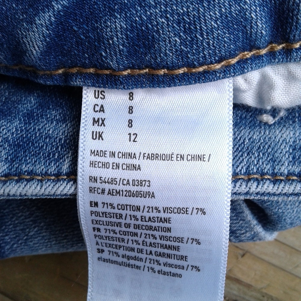 american eagle midi destroyed blue jean short lace - Picture 4 of 6